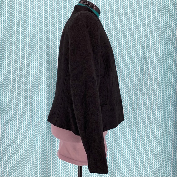 Studio by Liz Claiborne Petite Black Floral Jacquard Open Front Blazer, 16 - Picture 7 of 16